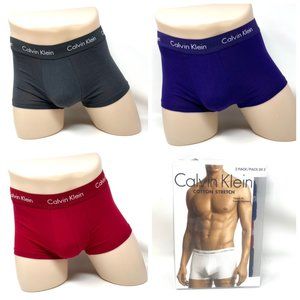 Sale🌿 Calvin Klein Men 3 Pack Cotton Stretch Low Rise Trunk Gray Red NU2664932